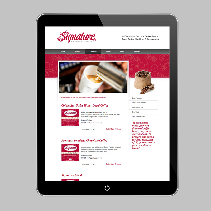 Signature Coffee – Web Design Adelaide